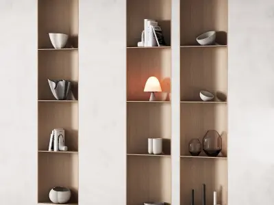 415 bookcase and rack 08 halfround semicircle modular shelfs 01 3D model