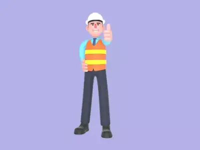 Stylized 3D Male Architect Character - Cartoon Thumbs Up Pose 3D model