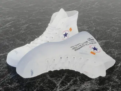 CONVERSE HIGH OFF WHITE 3D SHOES Low-poly 3D model