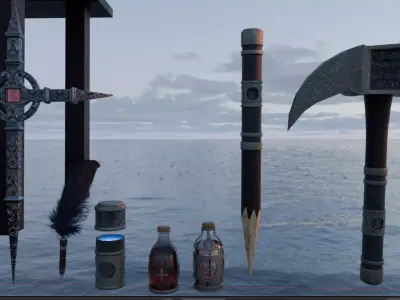 Stylized Vampire Kit Old Papyrus Props Low-poly 3D model