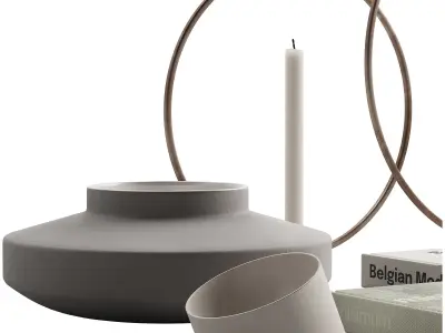 056 Living decor set minimum NEUTRAL PACK 01 3D model