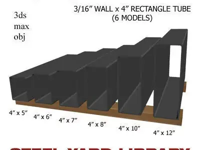 3 16in Wall x4in Rectangle Tube 3D model