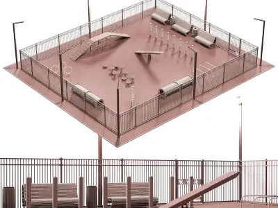 Dog walking area gym 3D model