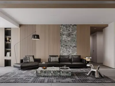 Modern living room dining room interior scenes  3D model 20