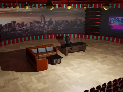 Talk Show TV Studio Low-poly 3D model