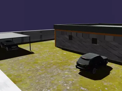 house garage with car in it Low-poly 3D model