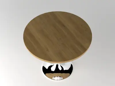 Table bar with round wooden top and metal base Free 3D model