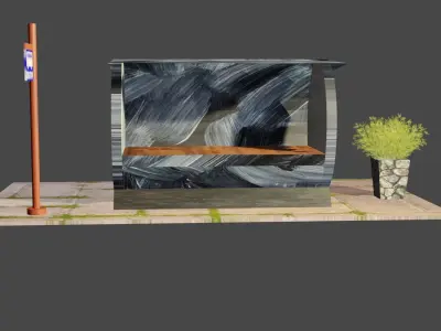 Bus Stop Low-poly 3D model Free low-poly 3D model