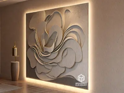 modern panel wall decor set wall relief mural CNC 108 3D model