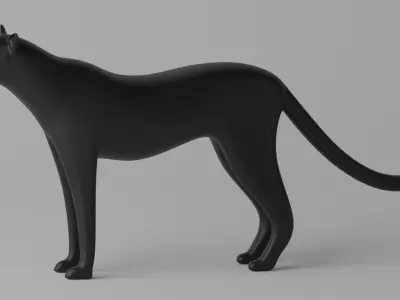Cartoon Cheetah Black Panther Snow Leopard 3D model