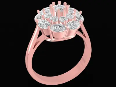 Luxury Floral Cluster Diamond Ring for Women 2431 3D print model