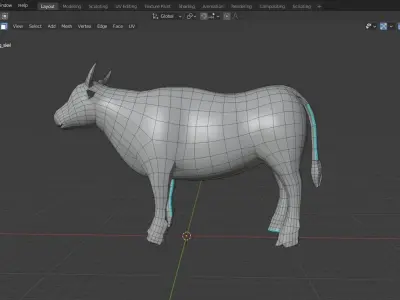 Cow base mesh Low-poly 3D model purchase