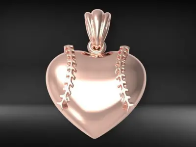 Baseball Heart Pendant Necklace Jewelry 3D print model