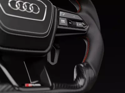 High-Detail Audi RS Carbon Fiber Steering Wheel 3D model