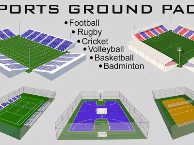 Sports Ground Pack Low-poly 3D model