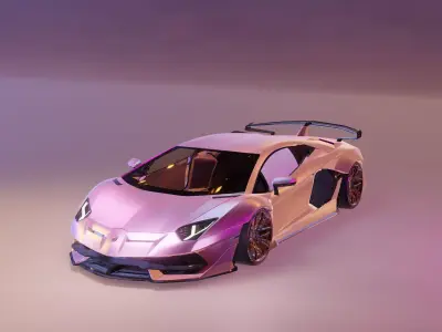 PINK Car 3D Blender File 3D model 3D model Low-poly 3D model