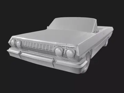 Chevrolet Impala 1963 Convertible 2-Door open top 3D Print Model 3D print model