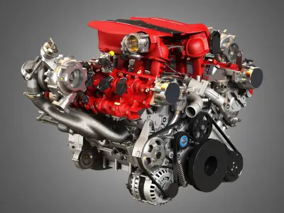 488 GTB Engine - V8 Twin Turbo Engine  3D model