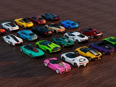 20x Low-Poly GENERIC Car PACK Low-poly 3D model