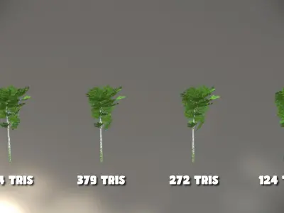 Birch Forest - Game Ready with LODs Low-poly 3D model