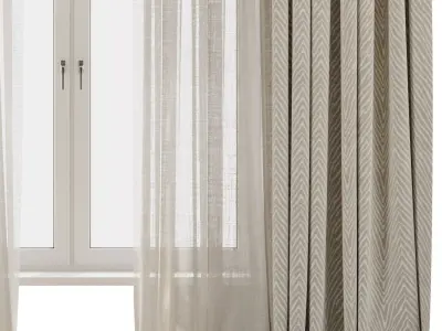 Linen Curtain - roman Curtain 40 Low-poly 3D model