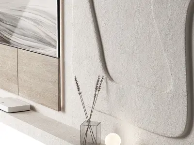 Tv wall kit Modern minimal Wavy shape composition 3D model