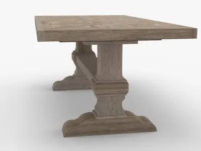 Table with diversified oak textures Low-poly 3D model