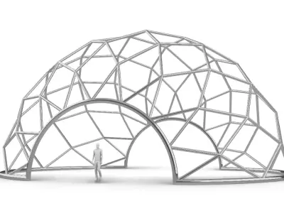 Diagonal Wireframe Dome Architectural Stand Alone Structure v1 3D model