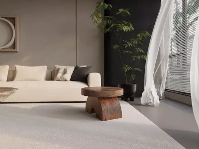 Modern Wabi-Sabi Living Lounge 3D model