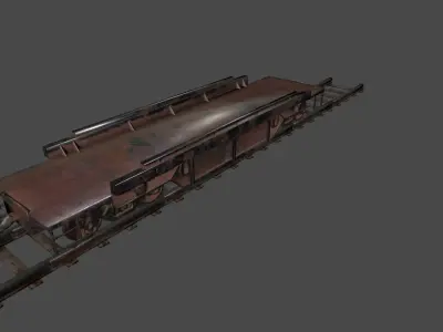 Train old rusty car Low-poly 3D model