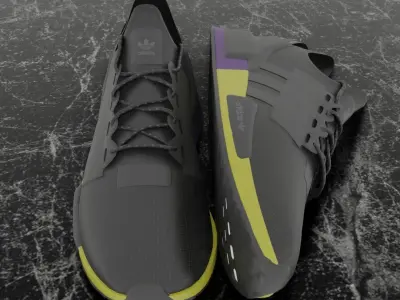 ADIDAS 3D SHOES - PURPLE- YELLOW Low-poly 3D model