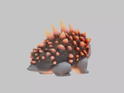 Cute Chibi Lava Rock Monster Low-poly 3D model