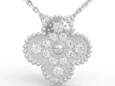 Luxury Four Leaf Clover Diamond Pendant 3D print model