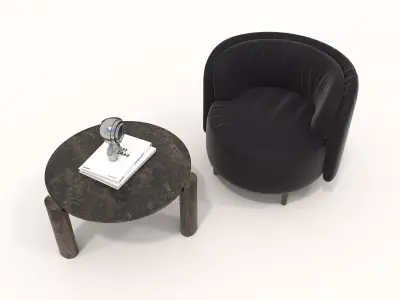 Modern Coffee Table and Armchair Set 47 3D model