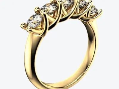 5 Stone Crisscross Claw Setting Ring Equaling 1ct 3D print model