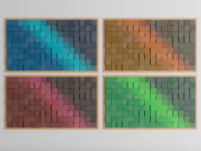Wood wall art mosaic panel decor frame collection Low-poly 3D model