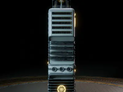 SCIFI ATOMPUNK BUILDING 07 Low-poly 3D model