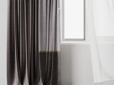 curtains when open window 02 Low-poly 3D model