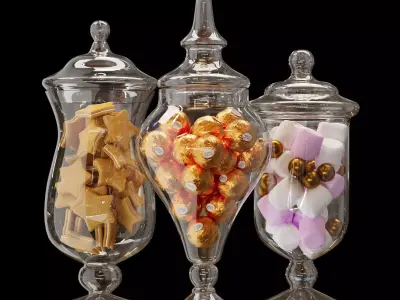 Glass jar with sweets interior decoration 3D model