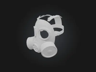 Gas Mask Low-poly 3D model 5