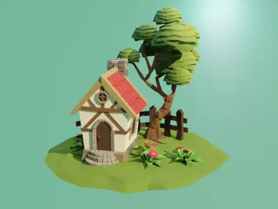 Low Poly House Free low-poly 3D model