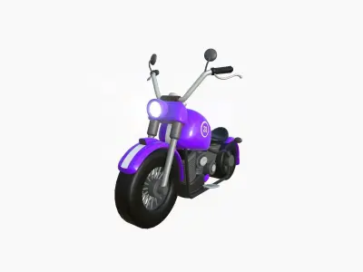Motorcycle Cartoon A07 Purple - Custom Vehicle Design Low-poly 3D model