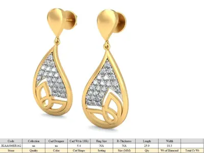 Solitaire Women Drop Earring 3D print model