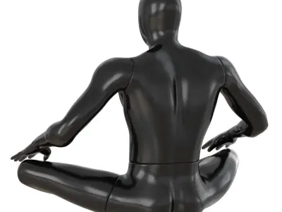 Black abstract mannequin sitting in butterfly pose 72 3D model