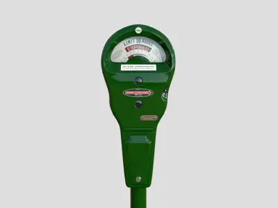 Parking Meter Green Low-poly 3D model