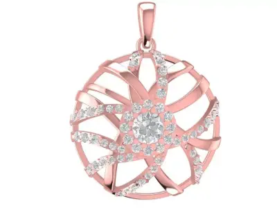 Floral Round Diamond Pendant Jewelry 2234 3D print model