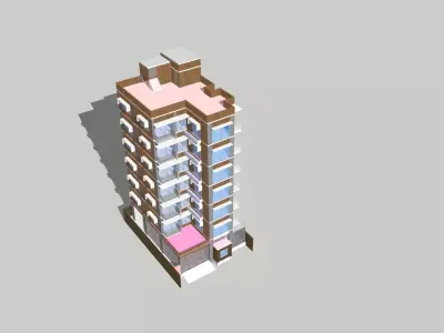 Apartment tall building 3D model