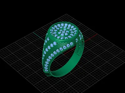 Print Ready STL 3DM  Gents Rings Diamond Men Ring  3D print model 192