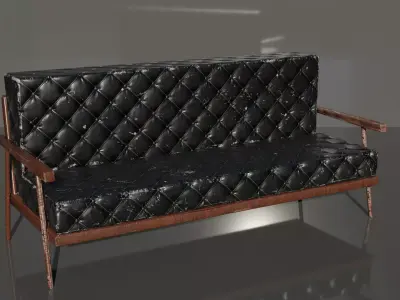 Old Mid-Century Sofa - Game-Ready Low-poly 3D model