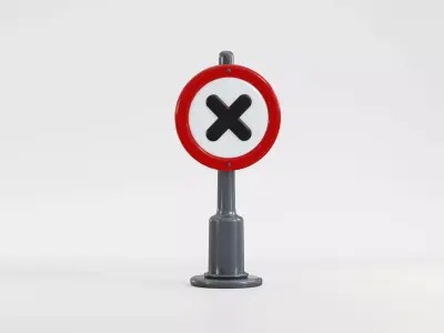 No parking Sign Board Low-poly 3D model